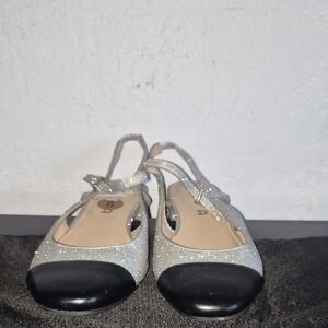 Sparkly Silver and Black Flats